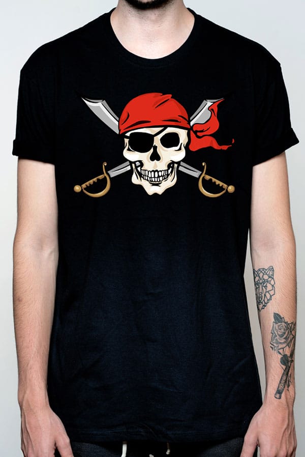 Camiseta hombre calavera pirata