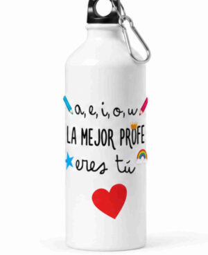 Bidón de Aluminio Personalizable – "La Mejor Profe Eres Tú" (a, e, i, o, u)