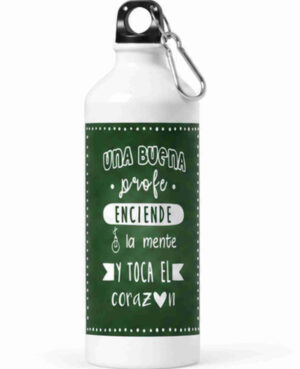 Bidón de Aluminio Personalizable – "Una buena profe enciende la mente" (Efecto Pizarra)